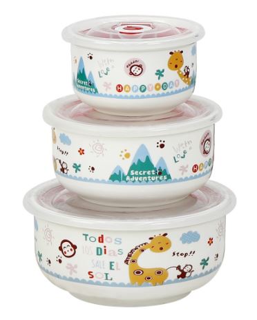 ชุดชามเซรามิค พร้อมฝาปิด 3ใบ/ชุด